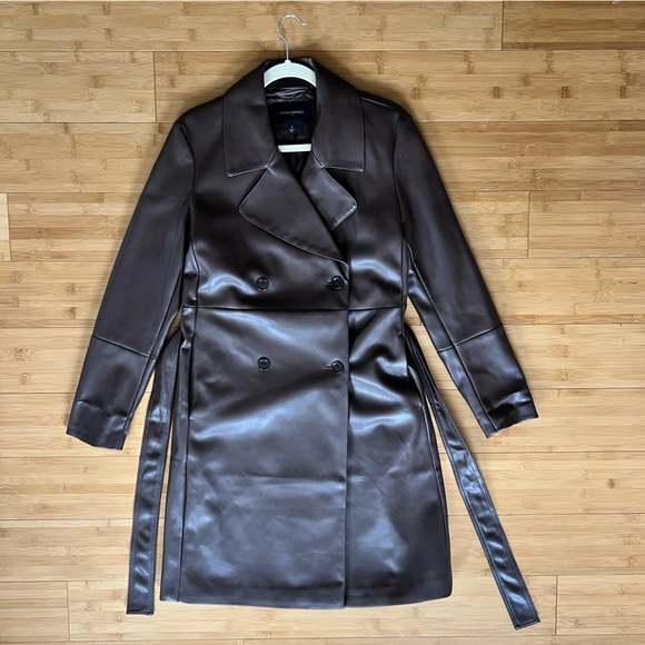 Brown Leather Trench Coat - Picture 5 of 8